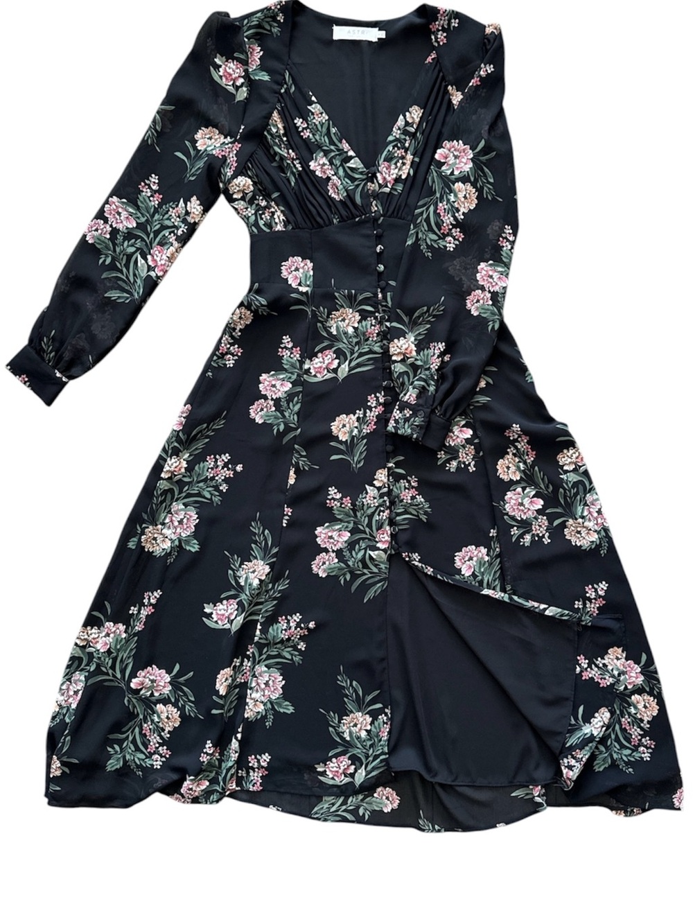 ASTR the Label Floral V-Neck Midi Dress